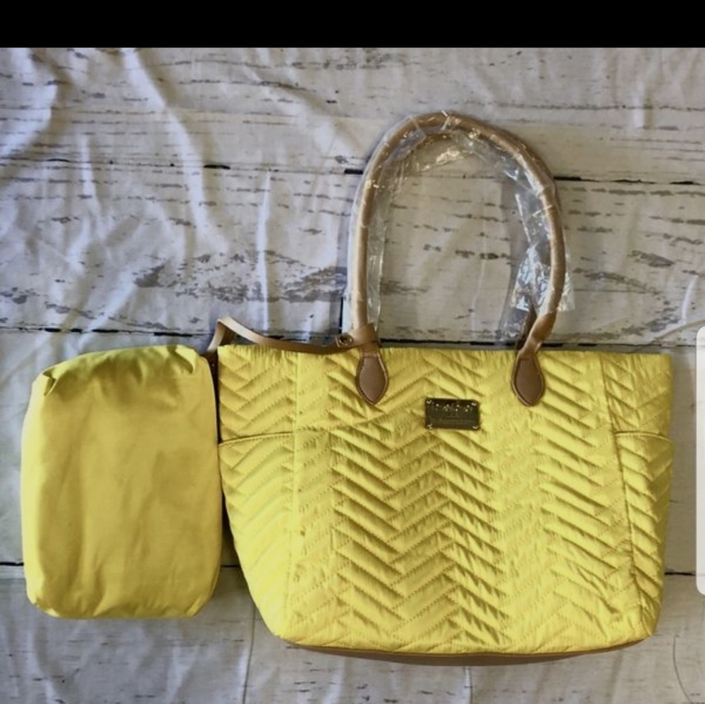 Bebe yellow purse with cosmetics bag new